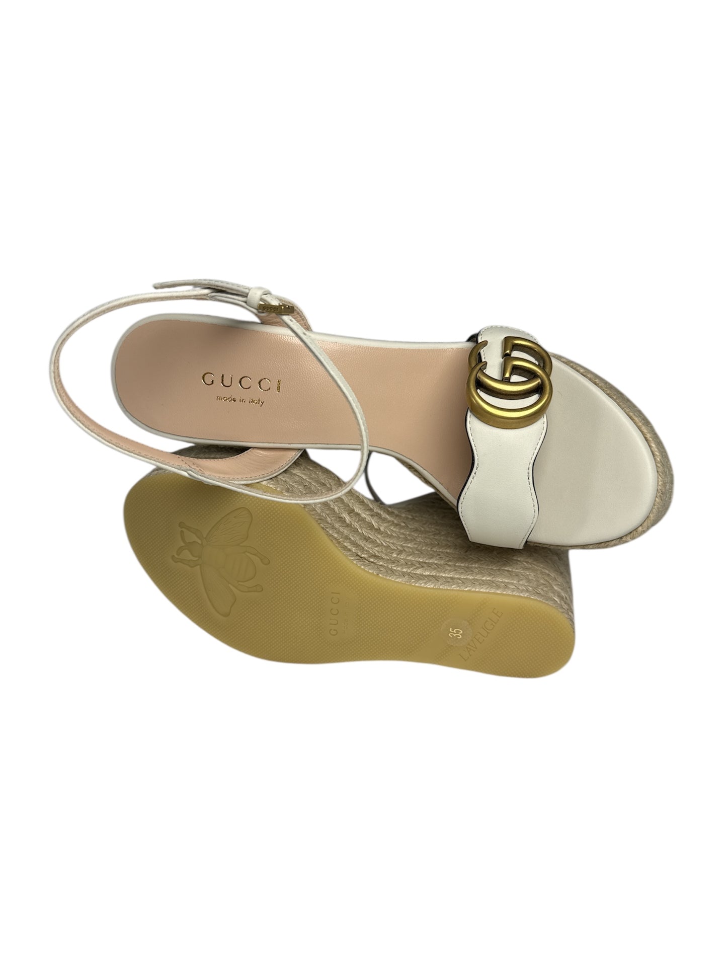 Gucci GG Marmont Espadrille Wedges (Beige)
