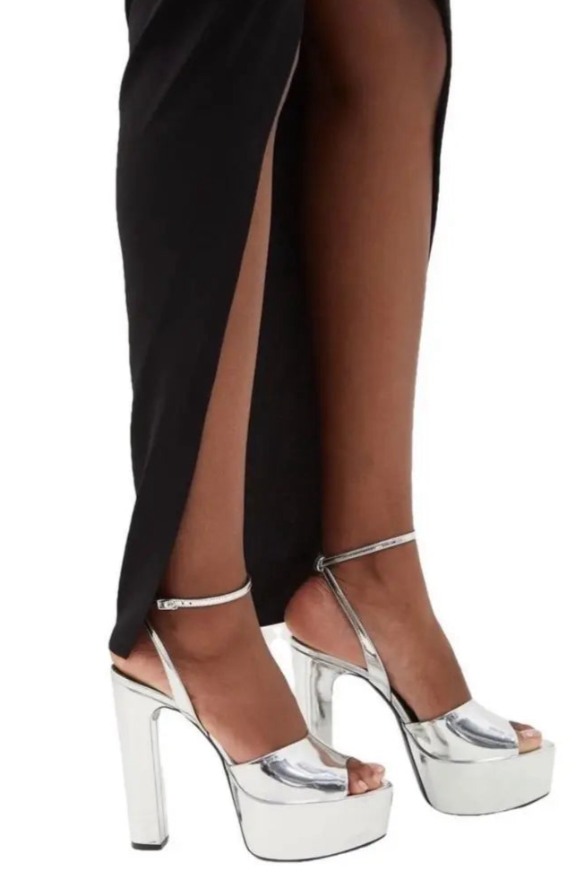 Saint Laurent Tribute Metallic Platform Sandals
