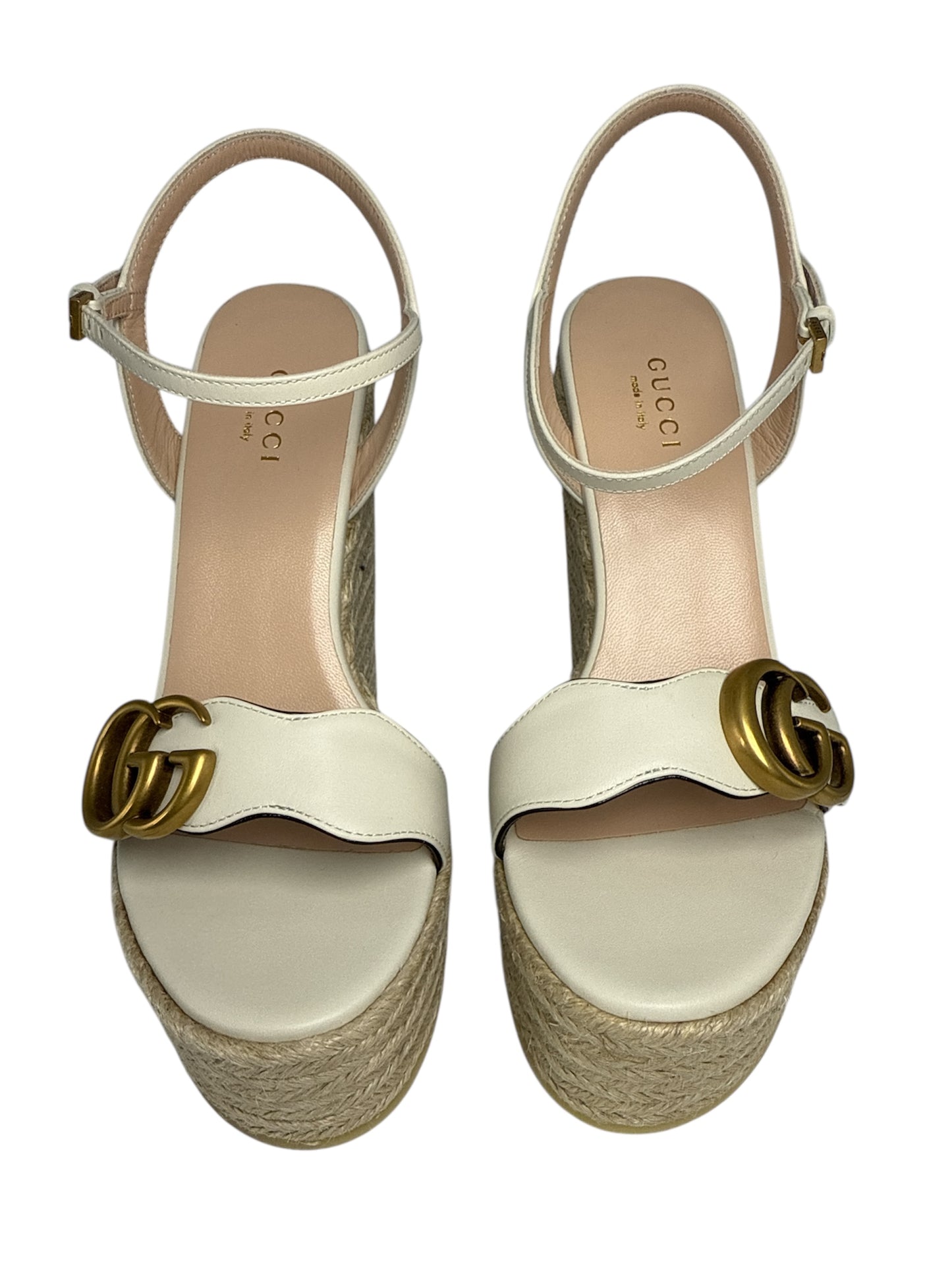 Gucci GG Marmont Espadrille Wedges (Beige)