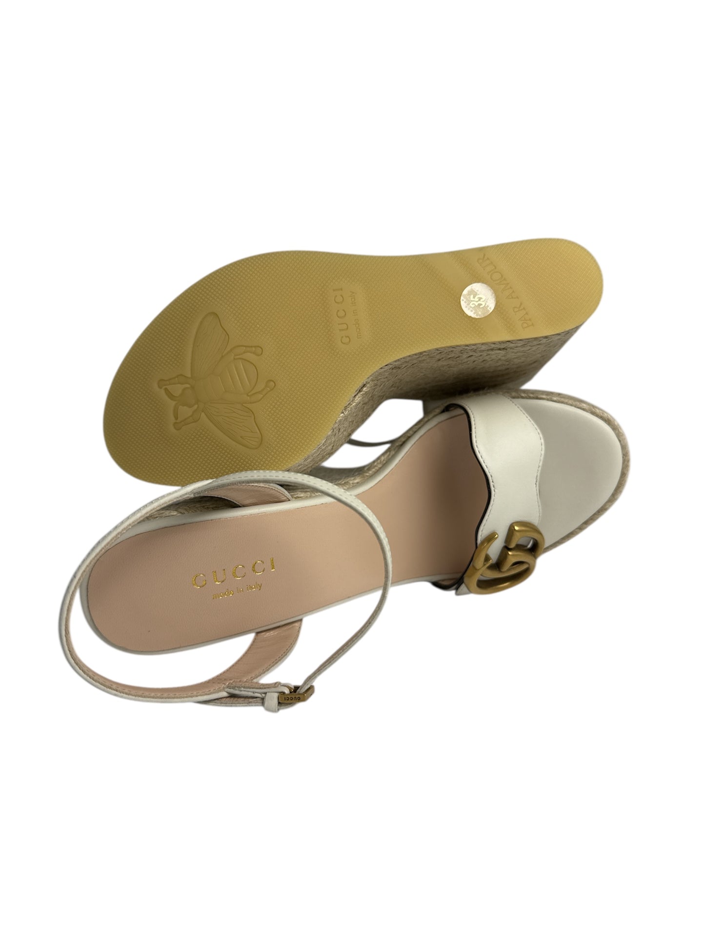 Gucci GG Marmont Espadrille Wedges (Beige)
