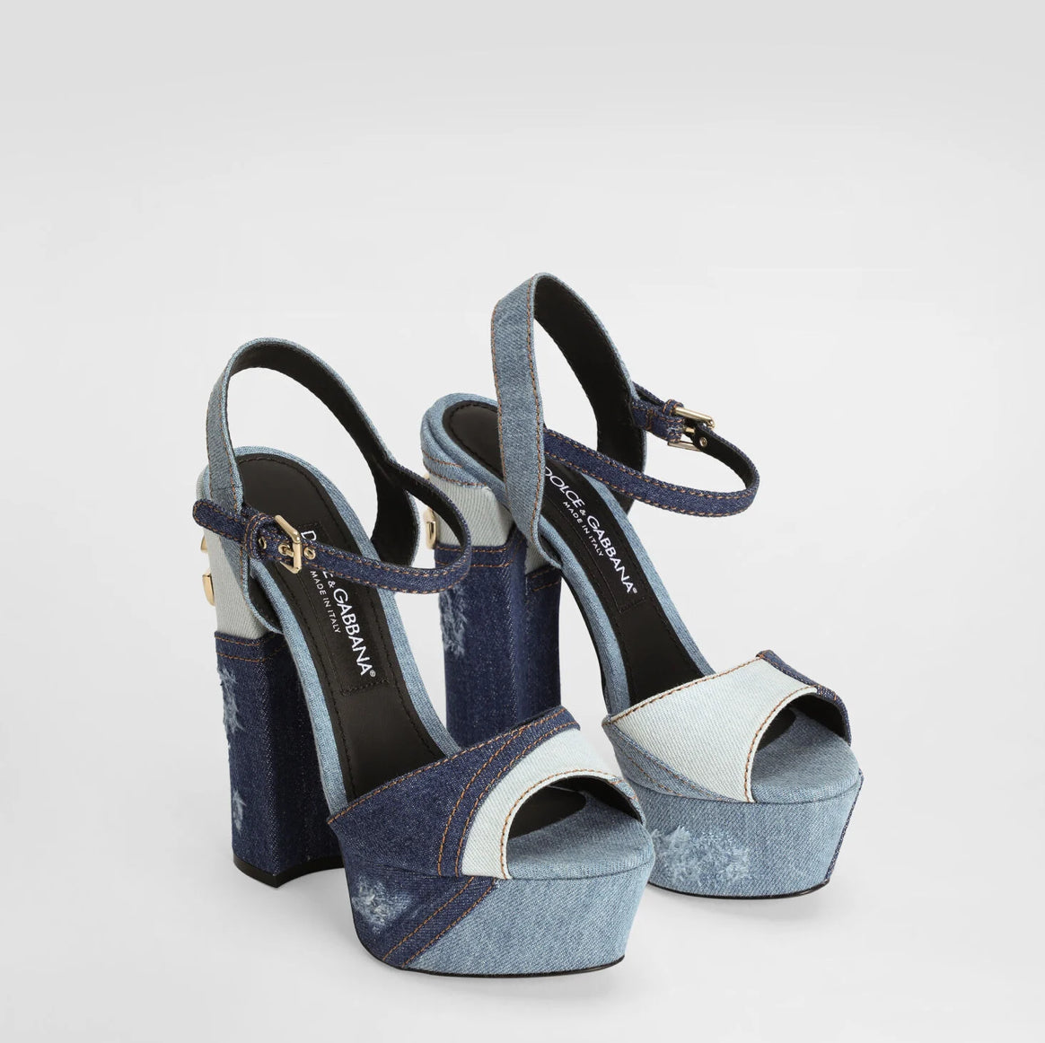 Dolce & Gabbana Patchwork Denim Platform Sandals