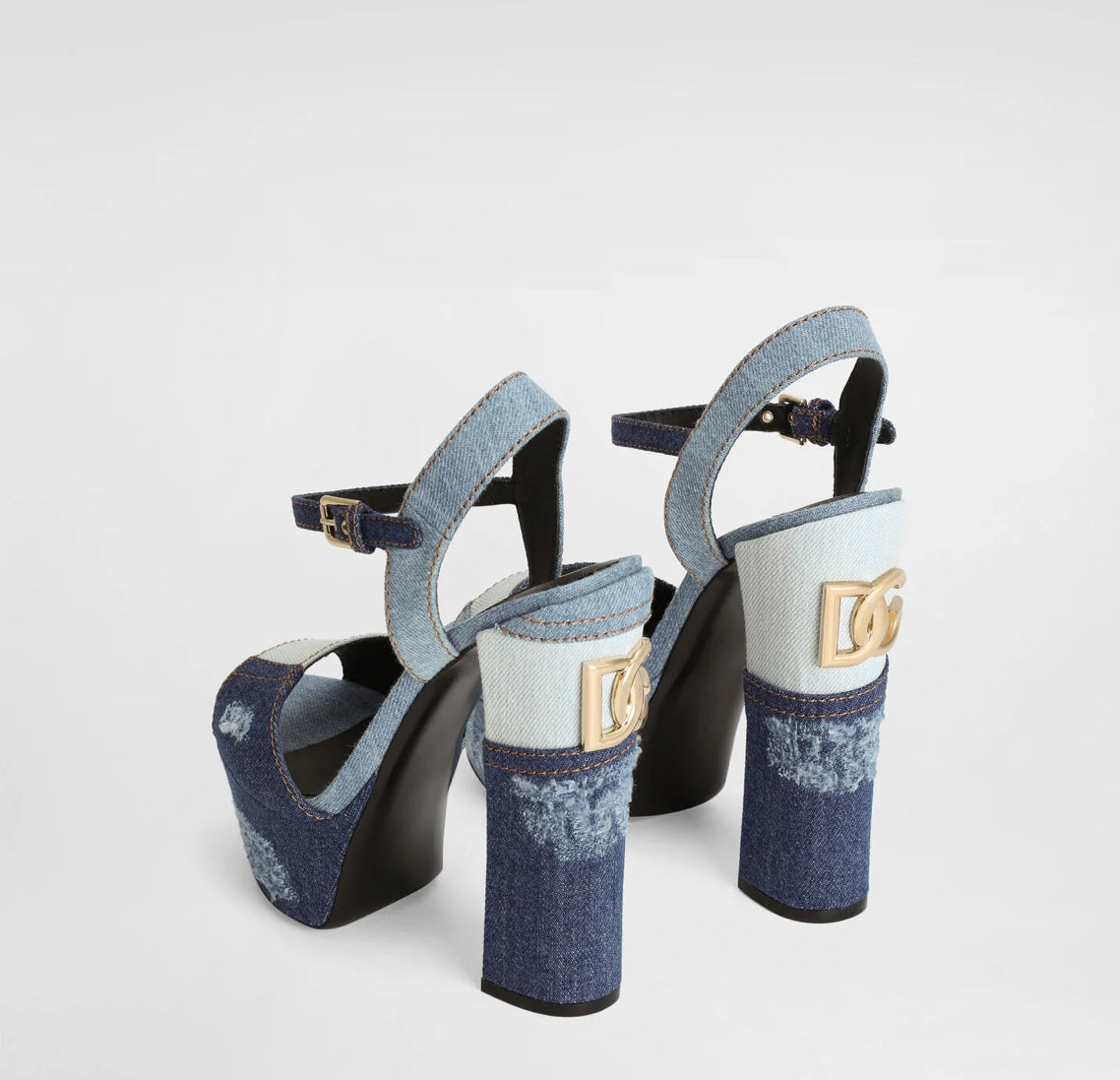 Dolce & Gabbana Patchwork Denim Platform Sandals