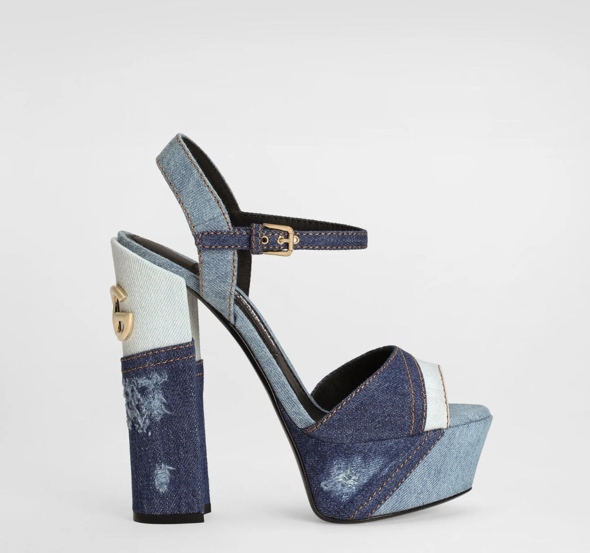 Dolce & Gabbana Patchwork Denim Platform Sandals