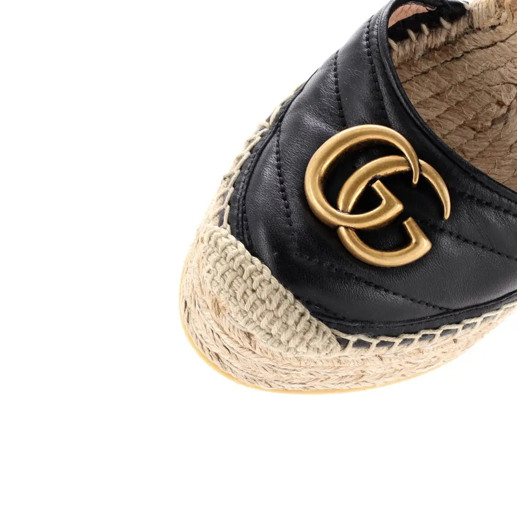 Gucci GG Marmont Espadrille Wedges with Ribbon Tie