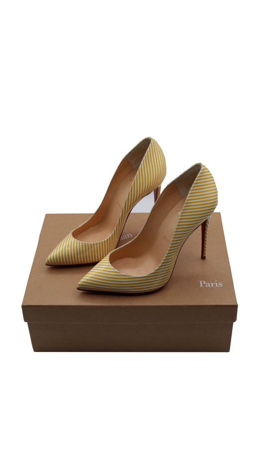 Christian Louboutin Striped Pointed Toe Pumps