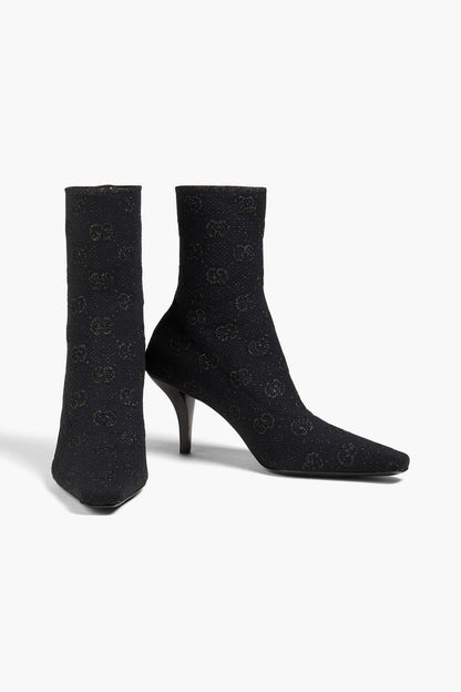 Gucci GG Glitter Sock Boots – Black