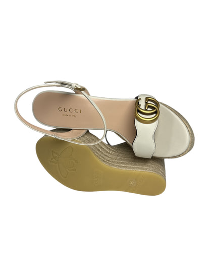 Gucci GG Marmont Espadrille Wedges (Beige)