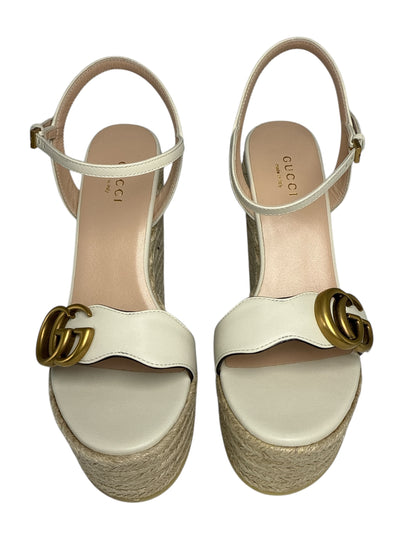 Gucci GG Marmont Espadrille Wedges (Beige)