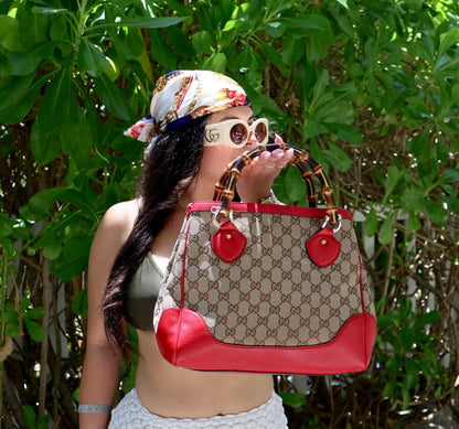 Gucci Monogram Diana Bamboo Tote